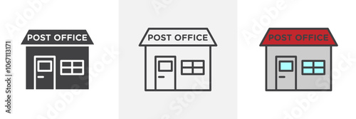Post office icon in black and colored style.