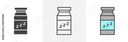 Sleeping pills icon in black and colored style.