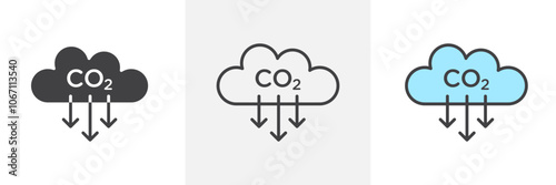 Low carbon dioxide icon in black and colored style.