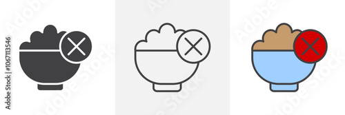 Lack of appetite icon in black and colored style.