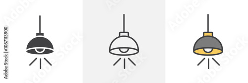 Hanging light icon in black and colored style.