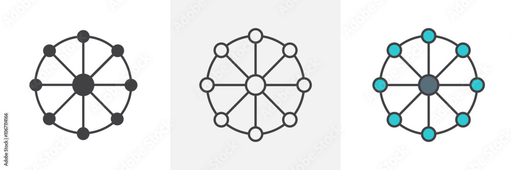Dependency icon in black and colored style. Dependency icon in black and colored style.
