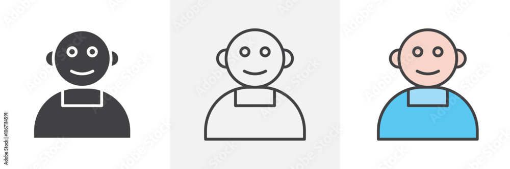 Baby boy icon in black and colored style. Baby boy icon in black and colored style.