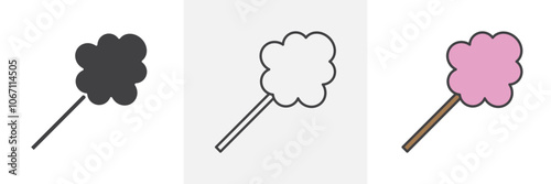 Cotton candy icon in black and colored style.