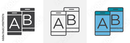 A B testing icon in black and colored style.