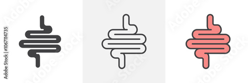 Gut icon in black and colored style.