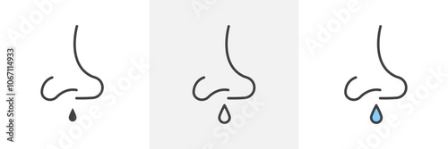 Stuffy nose icon in black and colored style.