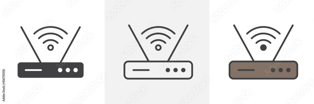 Wifi modem icon in black and colored style. Wifi modem icon in black and colored style.
