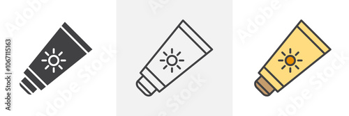 Sunscreen icon in black and colored style.