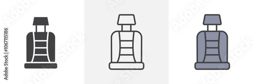 Car seat icon in black and colored style.