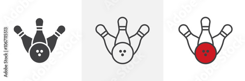 Bowling icon in black and colored style.