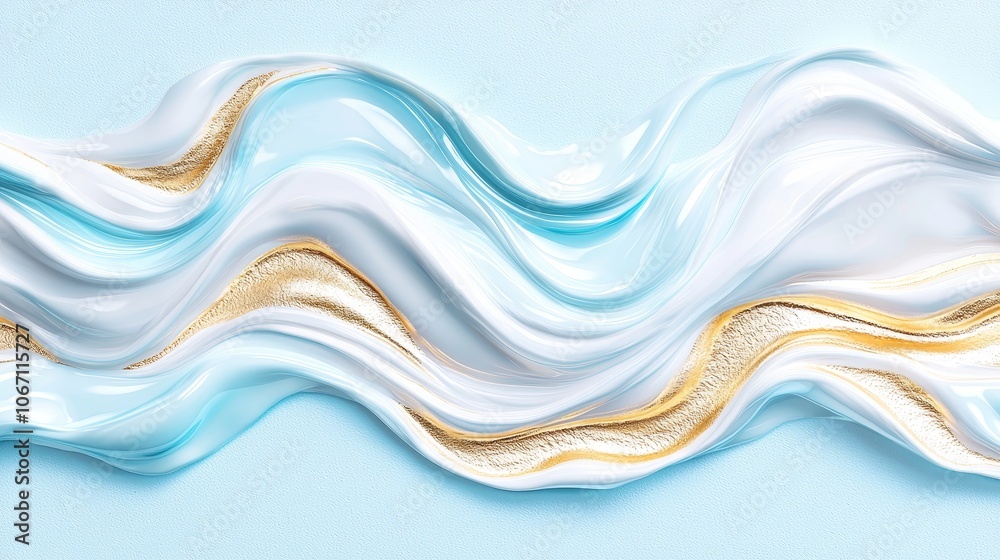 Explore the fluid dynamics of textured waves in elegant blue and gold artwork for modern decor