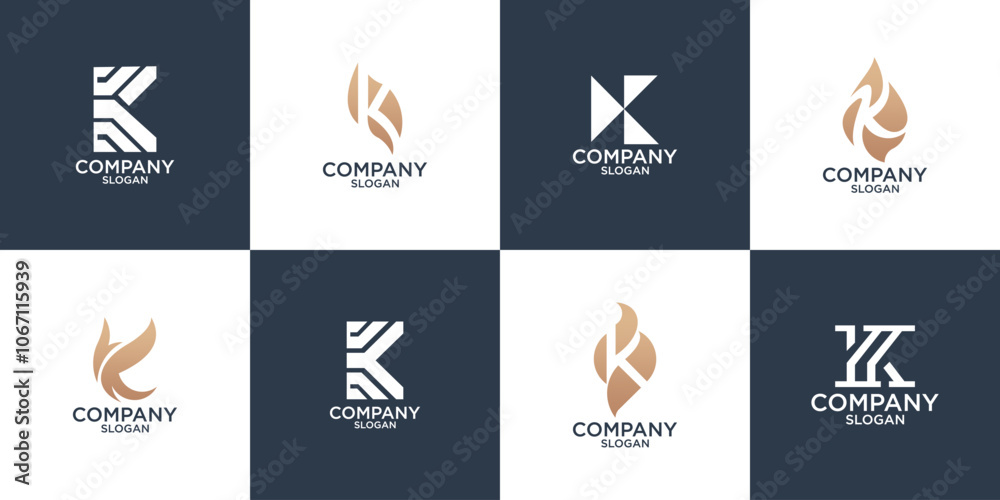 set collection initial letter K abstract monogram logo design vector set collection initial letter K abstract monogram logo design vector