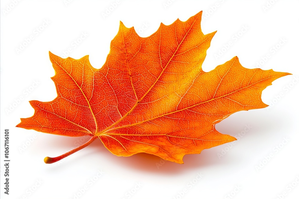 Obraz premium A single orange leaf on a white background