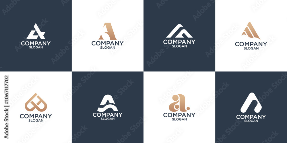 set collection initial letter A abstract monogram logo design vector set collection initial letter A abstract monogram logo design vector