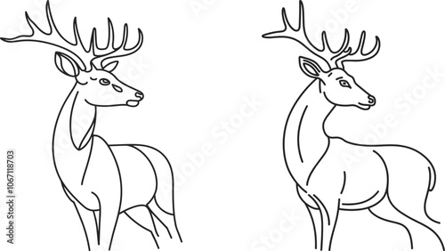 Forest Deer Silhouette Illustration with a white background