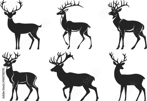 Forest Deer Silhouette Illustration with a white background