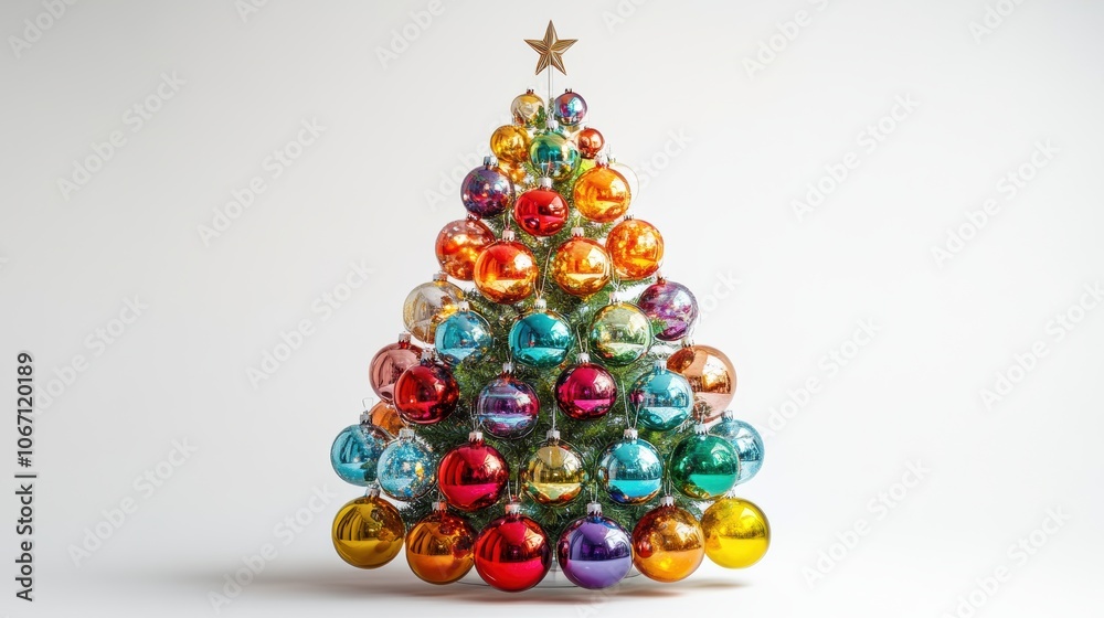 A classic Christmas tree, richly decorated with an assortment of ornaments, twinkling fairy lights, and elegant tinsel. A classic Christmas tree, richly decorated with an assortment of ornaments, twinkling fairy lights, and elegant tinsel.