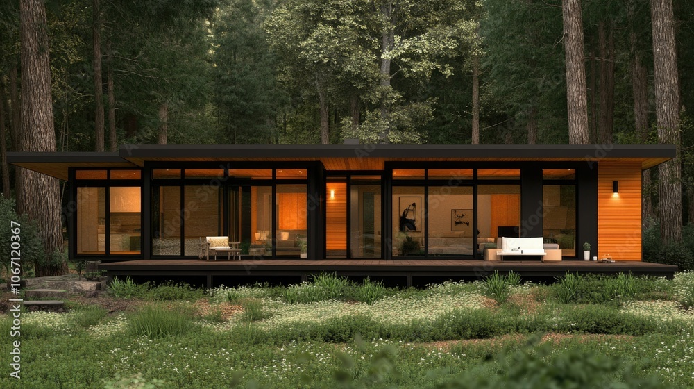 Modern House Surrounded by Lush Green Forest Modern House Surrounded by Lush Green Forest