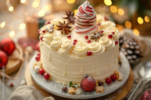 Intricate Christmas Cake Decoration