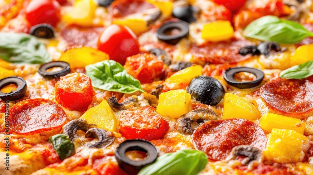 A close-up image of a perfectly baked pizza topped with fresh ingredients, emphasizing the artistry of gourmet pizza making. A close-up image of a perfectly baked pizza topped with fresh ingredients, emphasizing the artistry of gourmet pizza making.