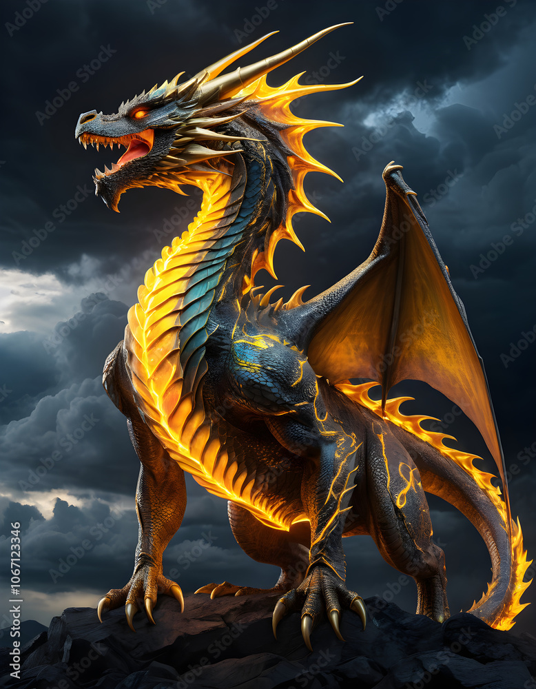 Dragon wrapped in neon light Dragon wrapped in neon light