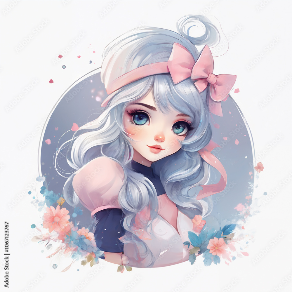 Generated portrait painting illustration of a beautiful young woman. Generated portrait painting illustration of a beautiful young woman.