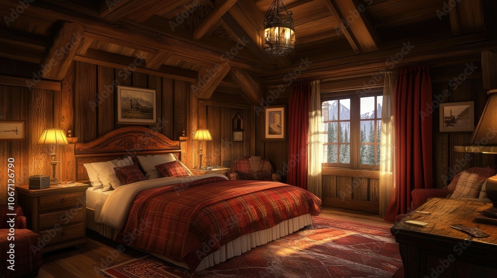 Cozy Rustic Bedroom with Warm Wood Accents Cozy Rustic Bedroom with Warm Wood Accents