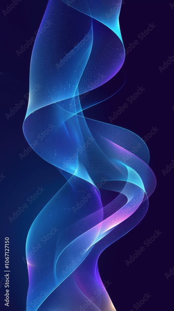 Abstract wavy lines in shades of blue and purple create a mesmerizing, ethereal effect against a dark background. Abstract wavy lines in shades of blue and purple create a mesmerizing, ethereal effect against a dark background.