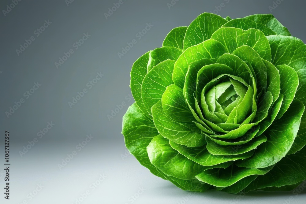 Obraz premium Stylized 3D Illustration of Fresh Romaine Lettuce
