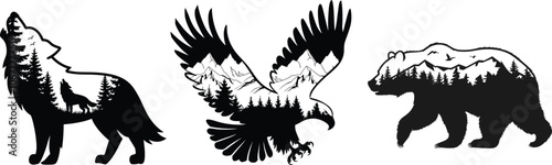 Set of wild animal, vector illustration.