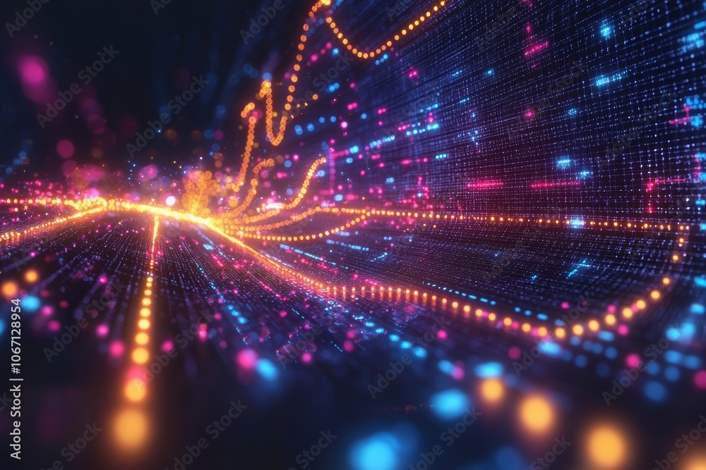 Fototapeta premium Vibrant Digital Data Flow Animation Background