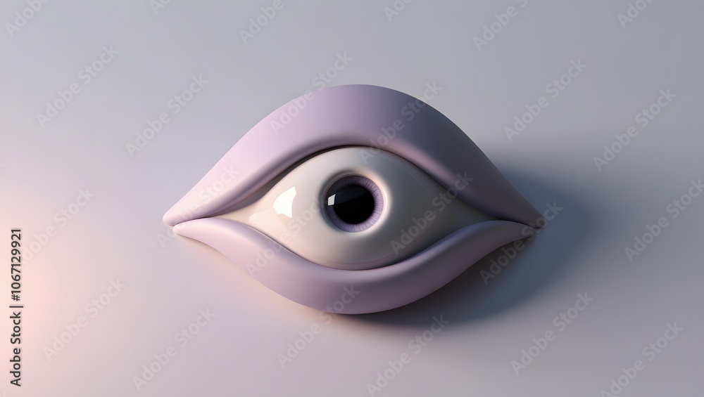 A minimalist 3D eye model in pastel purple A minimalist 3D eye model in pastel purple
