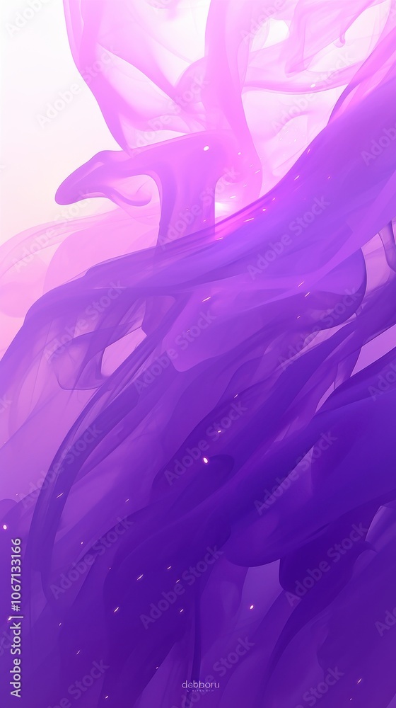 Fototapeta premium Abstract swirling purple hues create a dreamy and ethereal atmosphere, enhanced by sparkling highlights.