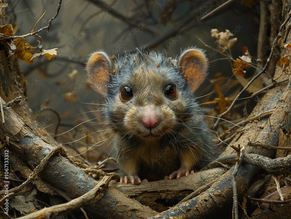 Adorable Mouse In The Forest: Close-Up Portrait of a Cute Small Mammal Adorable Mouse In The Forest: Close-Up Portrait of a Cute Small Mammal