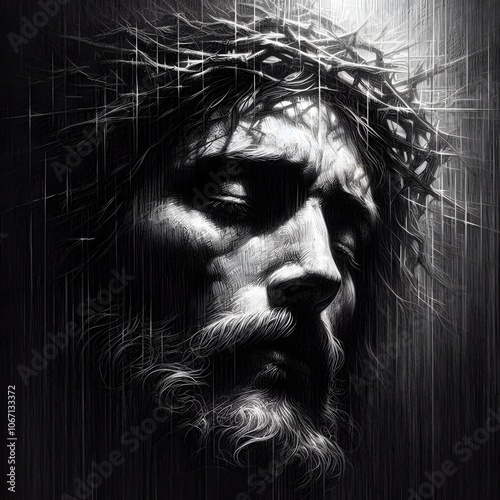 Hand-Drawn Sketch Portrait of Jesus Christ