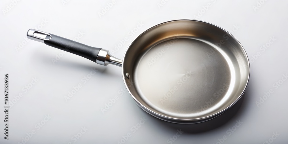 Top View of a Brand New Empty Frying Pan Isolated on White Background, Perfect for Cooking Concepts, Culinary Art, Kitchen Decor, and Food Preparation Imagery Top View of a Brand New Empty Frying Pan Isolated on White Background, Perfect for Cooking Concepts, Culinary Art, Kitchen Decor, and Food Preparation Imagery