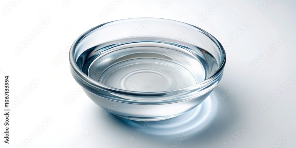 Top View of a Clear Glass Bowl Filled with Crystal Clear Water Isolated on a White Background for Minimalist and Product Photography Needs Top View of a Clear Glass Bowl Filled with Crystal Clear Water Isolated on a White Background for Minimalist and Product Photography Needs