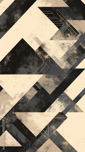 Wallpaper Mural Abstract geometric art featuring a blend of black, beige, and gray tones, creating a dynamic visual flow. Torontodigital.ca