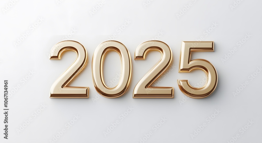 Golden 3D Numerals Representing the Year 2025 Golden 3D Numerals Representing the Year 2025