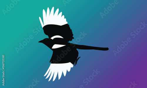 Vector illustration of a magpie. 
