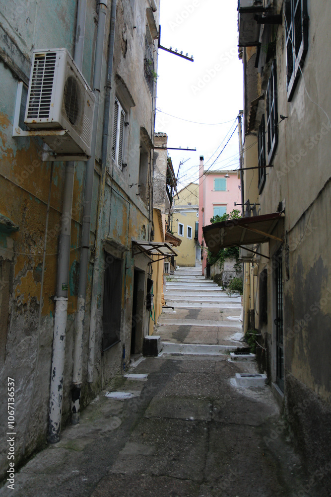 Charming Narrow Streets and Historical Old Town Buildings on a Greek Island: Full of Character and Timeless Beauty Charming Narrow Streets and Historical Old Town Buildings on a Greek Island: Full of Character and Timeless Beauty