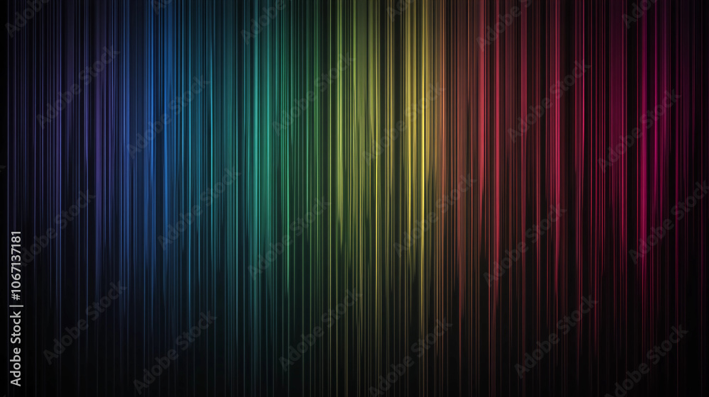 Vertical rainbow light streaks on a dark background, perfect for colorful, modern, and abstract designs. Vertical rainbow light streaks on a dark background, perfect for colorful, modern, and abstract designs.