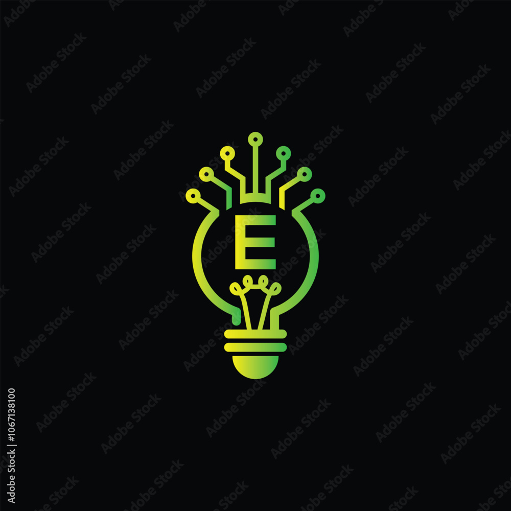 Electric Energy Bulb Logo And Letter E