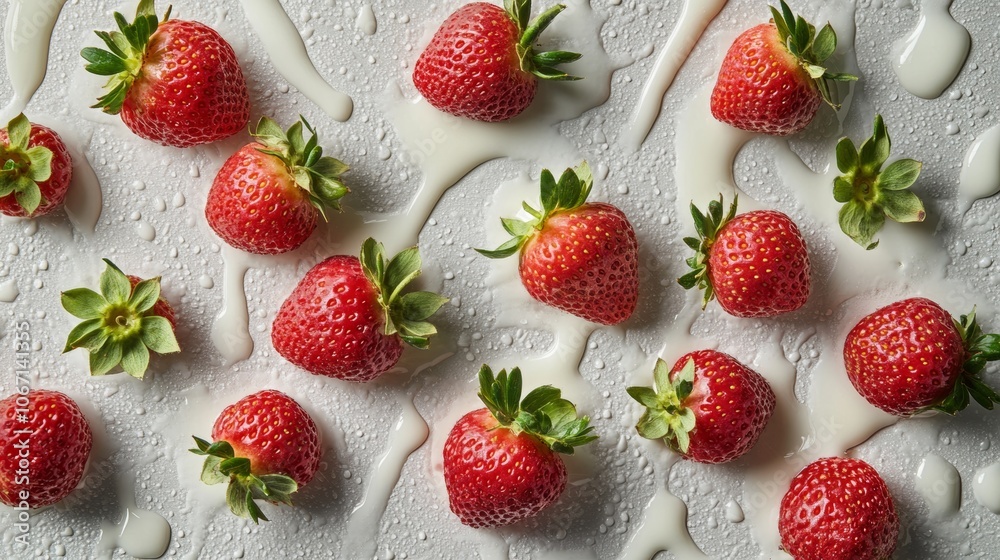 Fresh Strawberries in Cream Food Photography Berries Dessert Fresh Strawberries in Cream Food Photography Berries Dessert