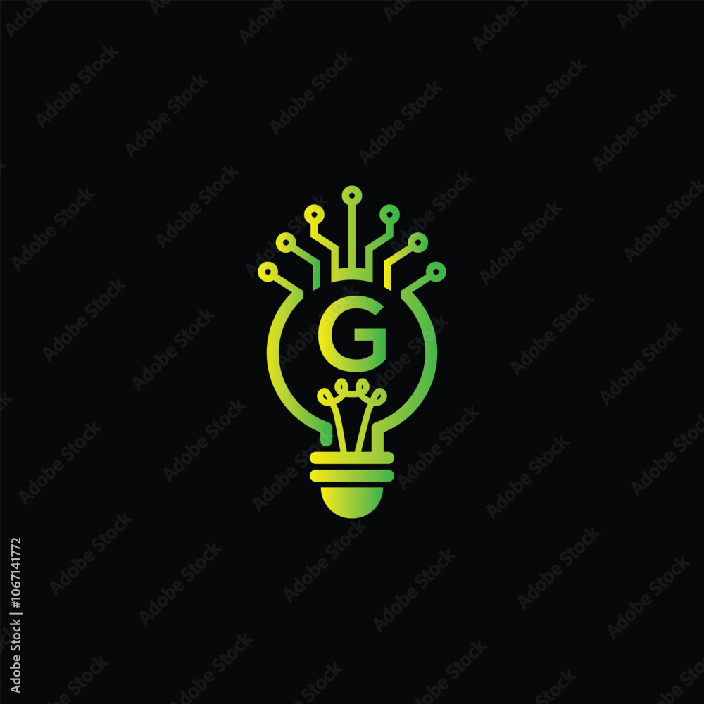 Letter G with Bulb logo design template. G logo design Letter G with Bulb logo design template. G logo design