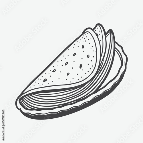 Traditional Dosa Silhouette Vector Illustration Isolated on White Background for Indian Cuisine Designs