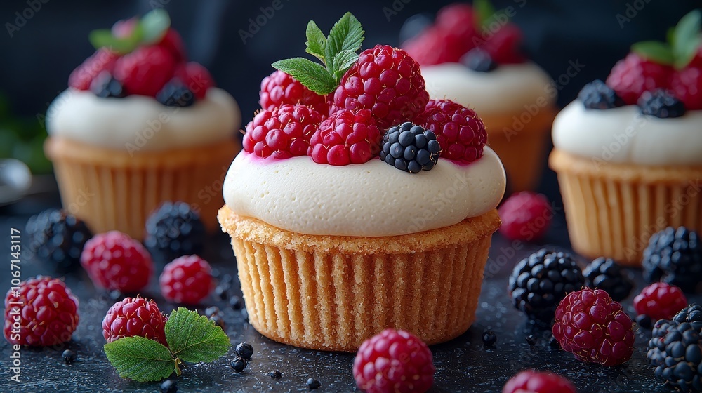 Delight your taste buds with decadent raspberry cupcakes topped with fresh berries and creamy frosting Delight your taste buds with decadent raspberry cupcakes topped with fresh berries and creamy frosting