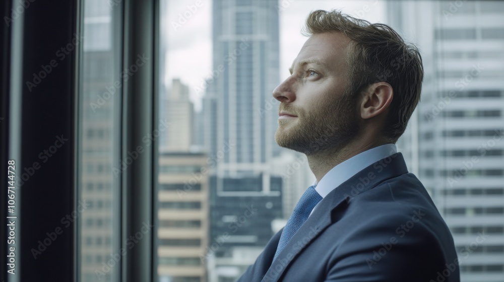 Business Consultant Analyzing Stock Trends in Office Business Consultant Analyzing Stock Trends in Office