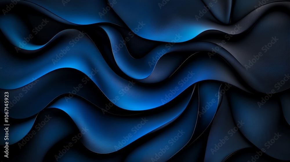 Obraz premium Abstract blue wave pattern on dark background, suitable for digital art and design.
